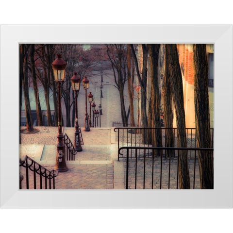 The famous staircase in Montmartre, Paris, France White Modern Wood Framed Art Print by Frank, Assaf