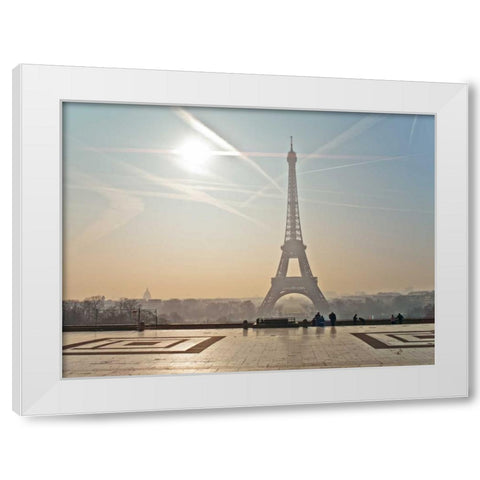 Famous Eiffel tower, Paris, France White Modern Wood Framed Art Print by Frank, Assaf