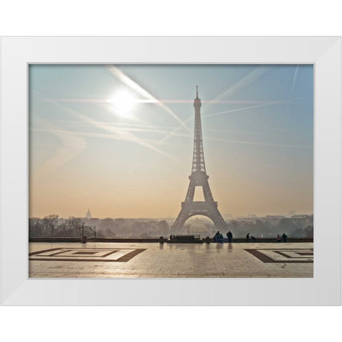 Famous Eiffel tower, Paris, France White Modern Wood Framed Art Print by Frank, Assaf