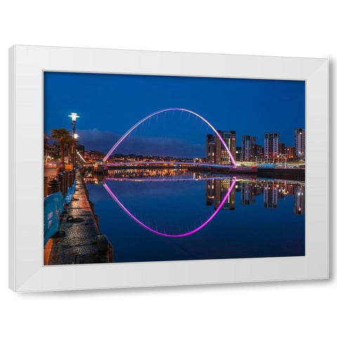 Gateshead Millenium Bridge, Newcastle Upon Tyne, FTBR-1876 White Modern Wood Framed Art Print by Frank, Assaf