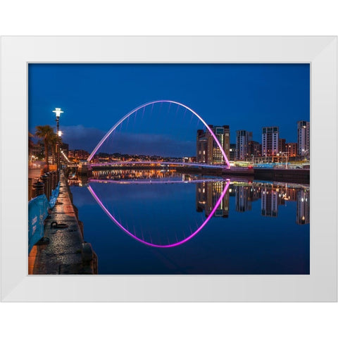 Gateshead Millenium Bridge, Newcastle Upon Tyne, FTBR-1876 White Modern Wood Framed Art Print by Frank, Assaf