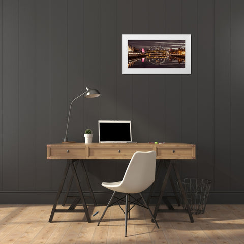 The Tyne bridge, Newcastle Upon Tyne, FTBR-1880 White Modern Wood Framed Art Print by Frank, Assaf