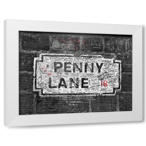 Penny Lane street sign, Liverpool White Modern Wood Framed Art Print by Frank, Assaf
