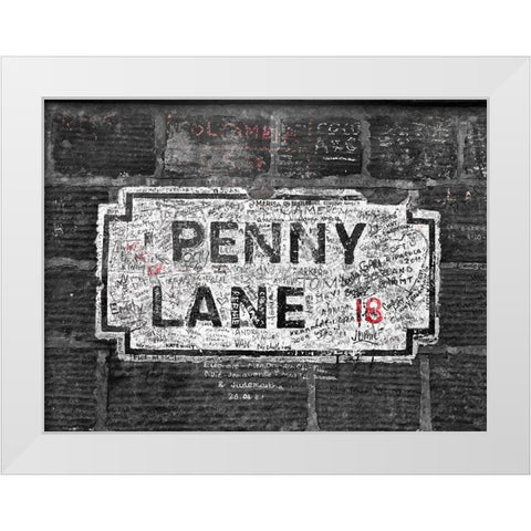 Penny Lane street sign, Liverpool White Modern Wood Framed Art Print by Frank, Assaf