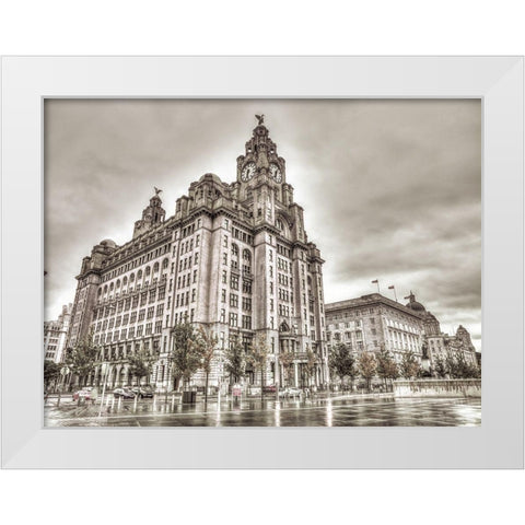 Royal Liver Building, Liverpool, FTBR-1866 White Modern Wood Framed Art Print by Frank, Assaf
