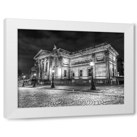 Walker art gallery at night, Liverpool White Modern Wood Framed Art Print by Frank, Assaf