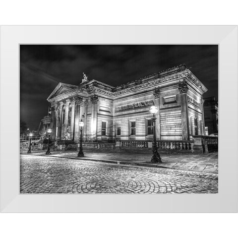 Walker art gallery at night, Liverpool White Modern Wood Framed Art Print by Frank, Assaf