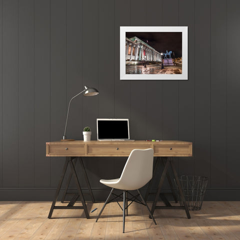 St Georges Hall at night, Liverpool White Modern Wood Framed Art Print by Frank, Assaf