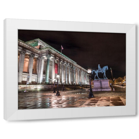 St Georges Hall at night, Liverpool White Modern Wood Framed Art Print by Frank, Assaf