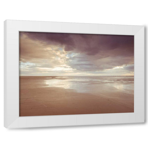 Tranquil beach White Modern Wood Framed Art Print by Frank, Assaf