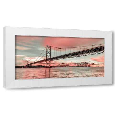 Forth Road Birdge at dusk White Modern Wood Framed Art Print by Frank, Assaf