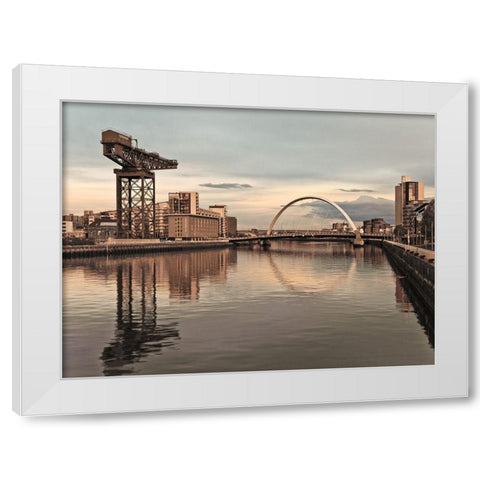 View along the river Clyde, Glasgow, FTBR-1887 White Modern Wood Framed Art Print by Frank, Assaf