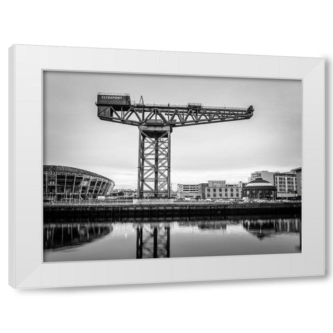 Finnieston crane on River Clyde, Glasgow, FTBR-1888 White Modern Wood Framed Art Print by Frank, Assaf