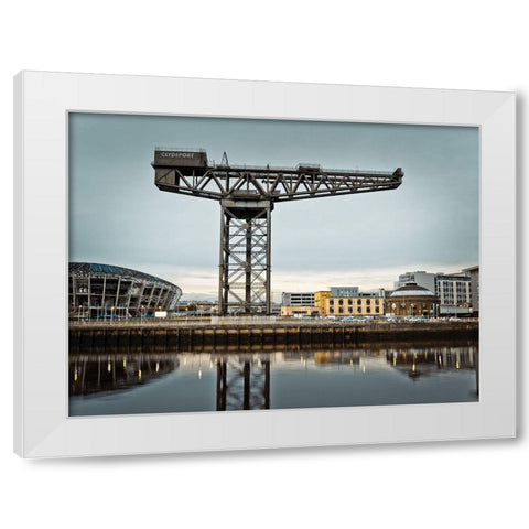 Finnieston crane on River Clyde, Glasgow, FTBR-1889 White Modern Wood Framed Art Print by Frank, Assaf
