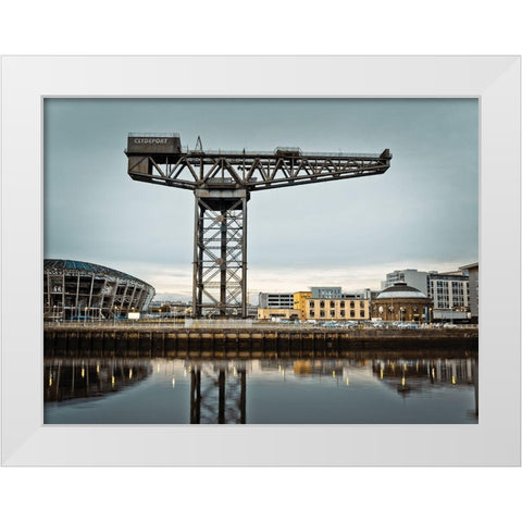 Finnieston crane on River Clyde, Glasgow, FTBR-1889 White Modern Wood Framed Art Print by Frank, Assaf