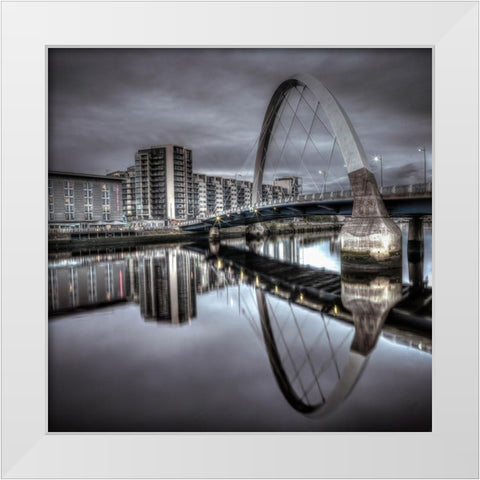 Clyde Arc bridge over river-Glasgow White Modern Wood Framed Art Print by Frank, Assaf