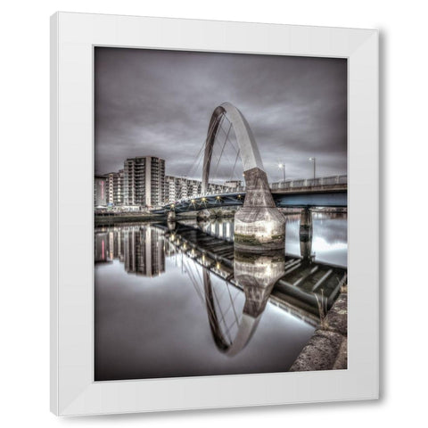 Clyde Arc bridge over river, Glasgow White Modern Wood Framed Art Print by Frank, Assaf