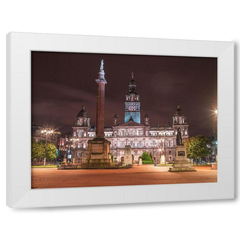 The Cenotaph War Memorial In Front Of The City Chambers In George Square-Glasgow White Modern Wood Framed Art Print by Frank, Assaf