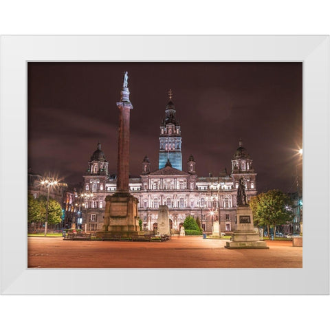 The Cenotaph War Memorial In Front Of The City Chambers In George Square-Glasgow White Modern Wood Framed Art Print by Frank, Assaf