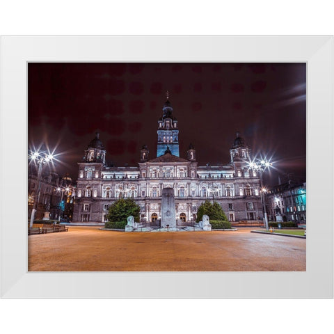 The Cenotaph War Memorial In Front Of The City Chambers In George Square-Glasgow White Modern Wood Framed Art Print by Frank, Assaf