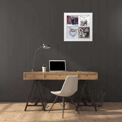 Collage of different hearts White Modern Wood Framed Art Print by Frank, Assaf