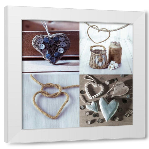Collage of different hearts White Modern Wood Framed Art Print by Frank, Assaf