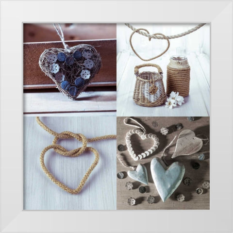 Collage of different hearts White Modern Wood Framed Art Print by Frank, Assaf