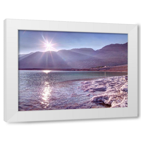 Sunset at the dead sea, Israel White Modern Wood Framed Art Print by Frank, Assaf