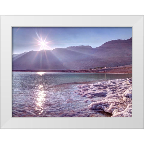 Sunset at the dead sea, Israel White Modern Wood Framed Art Print by Frank, Assaf