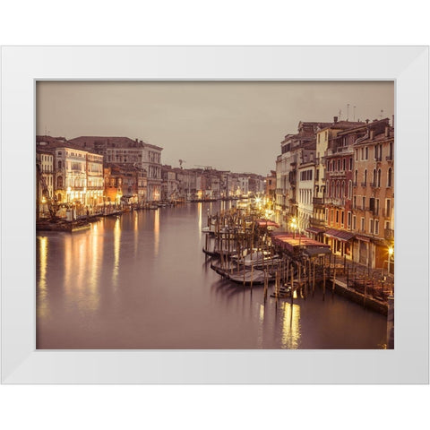 The Grand canal at dusk, Venice, Italy, FTBR-1893 White Modern Wood Framed Art Print by Frank, Assaf