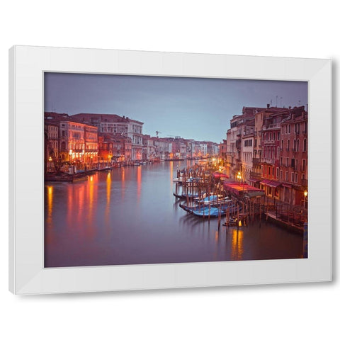 The Grand canal at dusk, Venice, Italy, FTBR-1894 White Modern Wood Framed Art Print by Frank, Assaf
