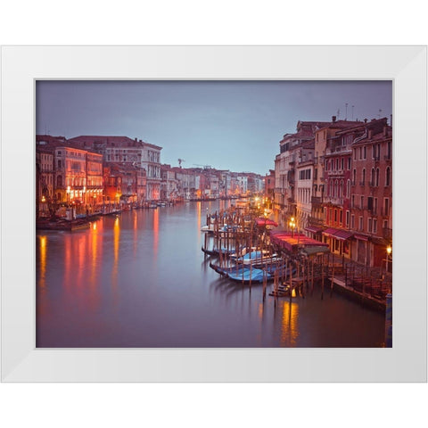 The Grand canal at dusk, Venice, Italy, FTBR-1894 White Modern Wood Framed Art Print by Frank, Assaf