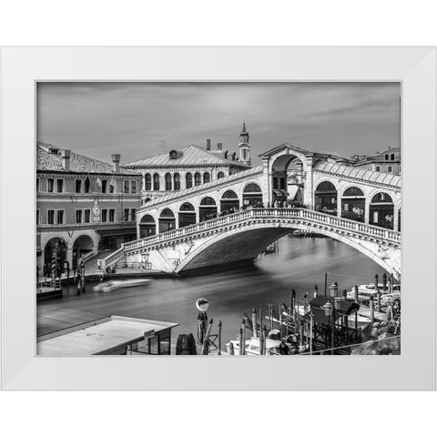 Famous Rialto bridge, Venice, Italy, FTBR-1895 White Modern Wood Framed Art Print by Frank, Assaf