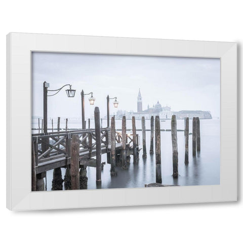 Venetian lagoon-Venice White Modern Wood Framed Art Print by Frank, Assaf