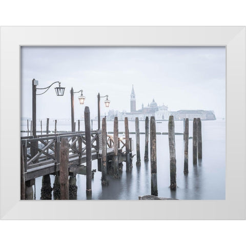 Venetian lagoon-Venice White Modern Wood Framed Art Print by Frank, Assaf