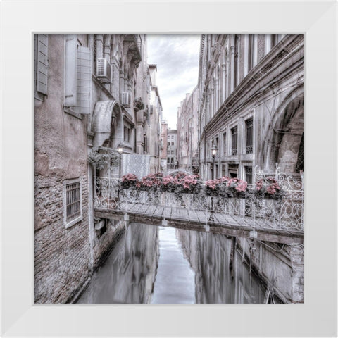 Small bridge over narrow canal-Venice-Italy White Modern Wood Framed Art Print by Frank, Assaf