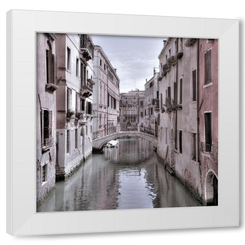 Old buildings with small bridge over narrow canal-Venice-Italy White Modern Wood Framed Art Print by Frank, Assaf