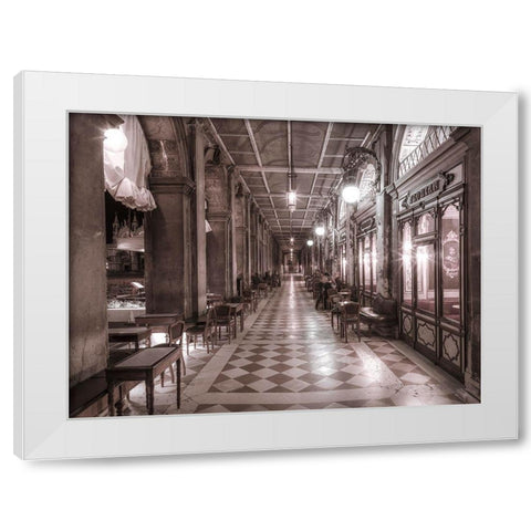 Cafe in Venice White Modern Wood Framed Art Print by Frank, Assaf