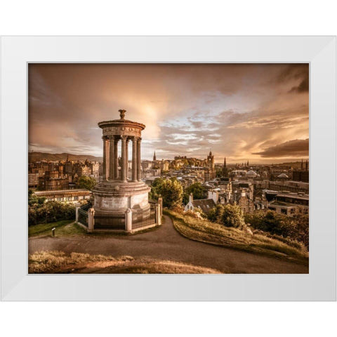 A view from Carlton Hill, Edinburgh, Scotland White Modern Wood Framed Art Print by Frank, Assaf