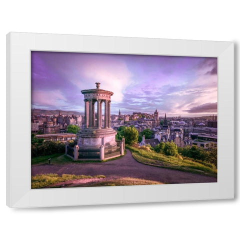 A view from Carlton Hill, Edinburgh, Scotland White Modern Wood Framed Art Print by Frank, Assaf