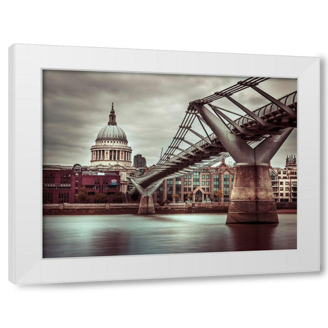 Millennium Bridge-London White Modern Wood Framed Art Print by Frank, Assaf
