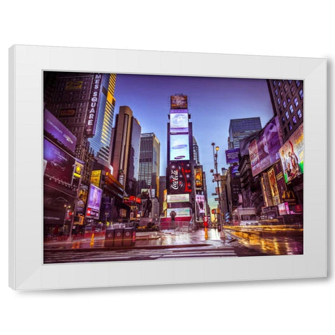 Times square, New York White Modern Wood Framed Art Print by Frank, Assaf