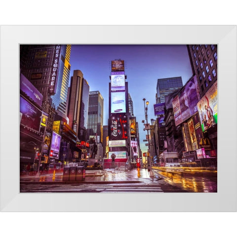 Times square, New York White Modern Wood Framed Art Print by Frank, Assaf