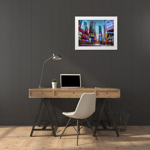 Image of Times Square, New York White Modern Wood Framed Art Print by Frank, Assaf