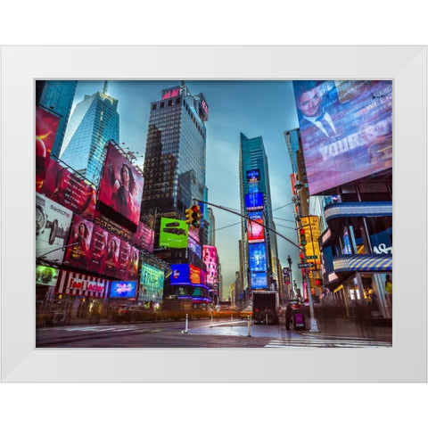 Image of Times Square, New York White Modern Wood Framed Art Print by Frank, Assaf
