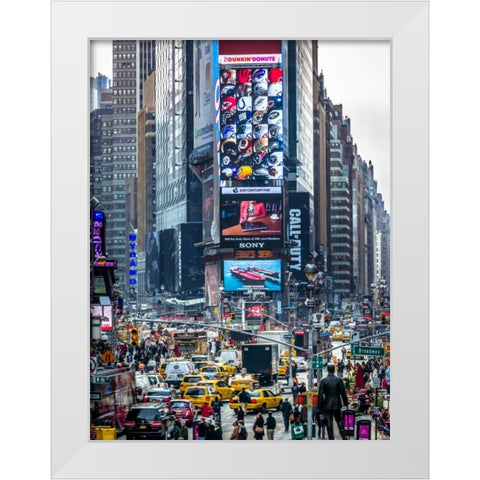 Commuters on busy Broadway in Ney York City near Times Square White Modern Wood Framed Art Print by Frank, Assaf