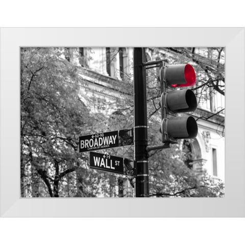 Traffic lights with street signs - New York City White Modern Wood Framed Art Print by Frank, Assaf