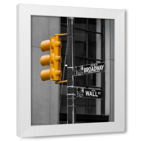 Traffic lights with street signs - New York City White Modern Wood Framed Art Print by Frank, Assaf