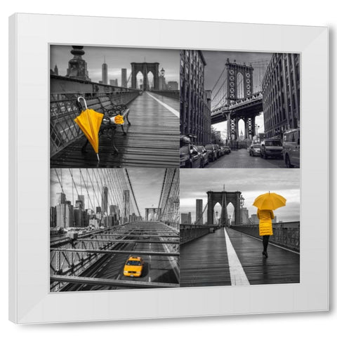 Collage of famous places in New York city White Modern Wood Framed Art Print by Frank, Assaf