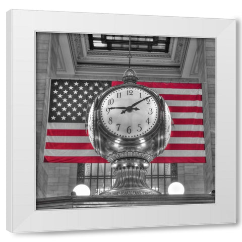 Clock in Grand Central Terminal, New York White Modern Wood Framed Art Print by Frank, Assaf